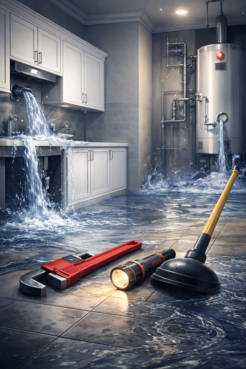 Illustration representing emergency plumbing service